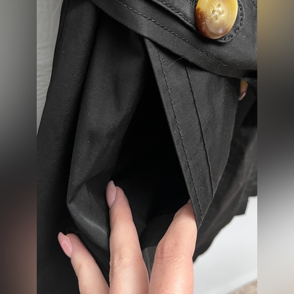 Madden Girl Black Trench Coat with Brown Buttons Medium - Picture 7 of 13